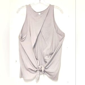 Yogalicious gym attire scoop neckline back out tank top silver/grey Size: XL